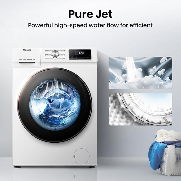 Hisense 3 Series WFQA9014EVJM Freestanding 9 KG Front Load Washing Durable Inverter Machine Steam Wash Quick Wash 15 Washing Programs 1400 RPM White- Energy Rating A