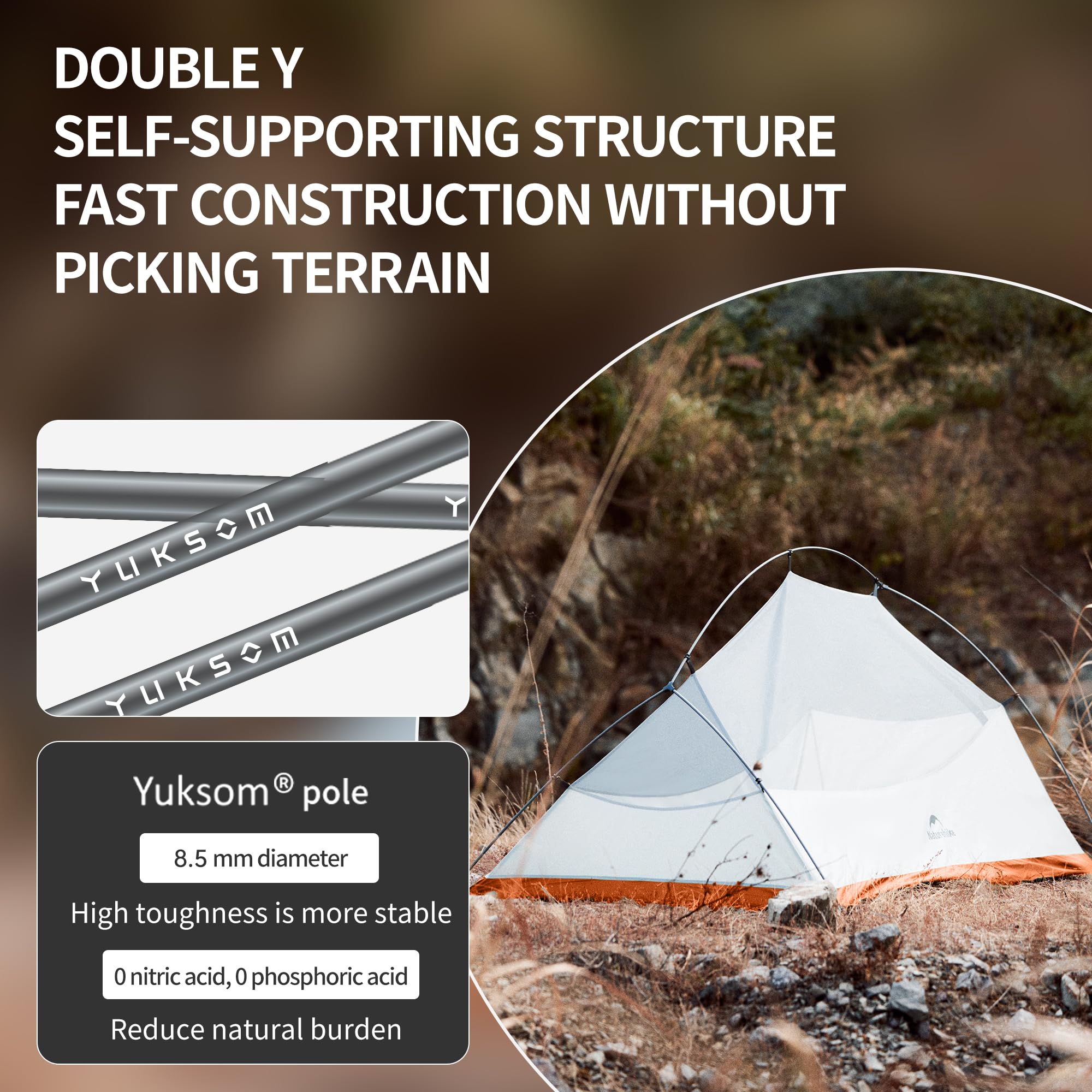 Naturehike Cloud up 2 Camping Tent 2 Man Backpacking Tent 3-4 Season Wild Country Tent Lightweight Dome Tent