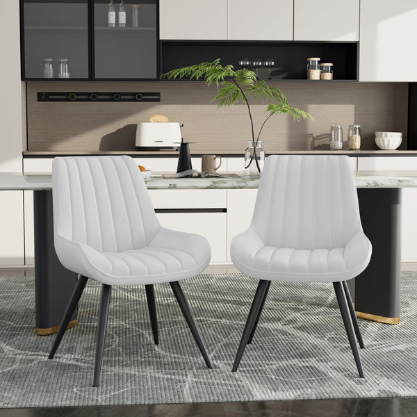 Hawthyhome Dining Chairs Set of 4 |Upholstered Chairs with 10cm Thick Seat Cushion •Upholstered Fabric Dining Chair •Kitchen Chair with Backrest •Modern Armchairs with Metal Legs •Dark Grey