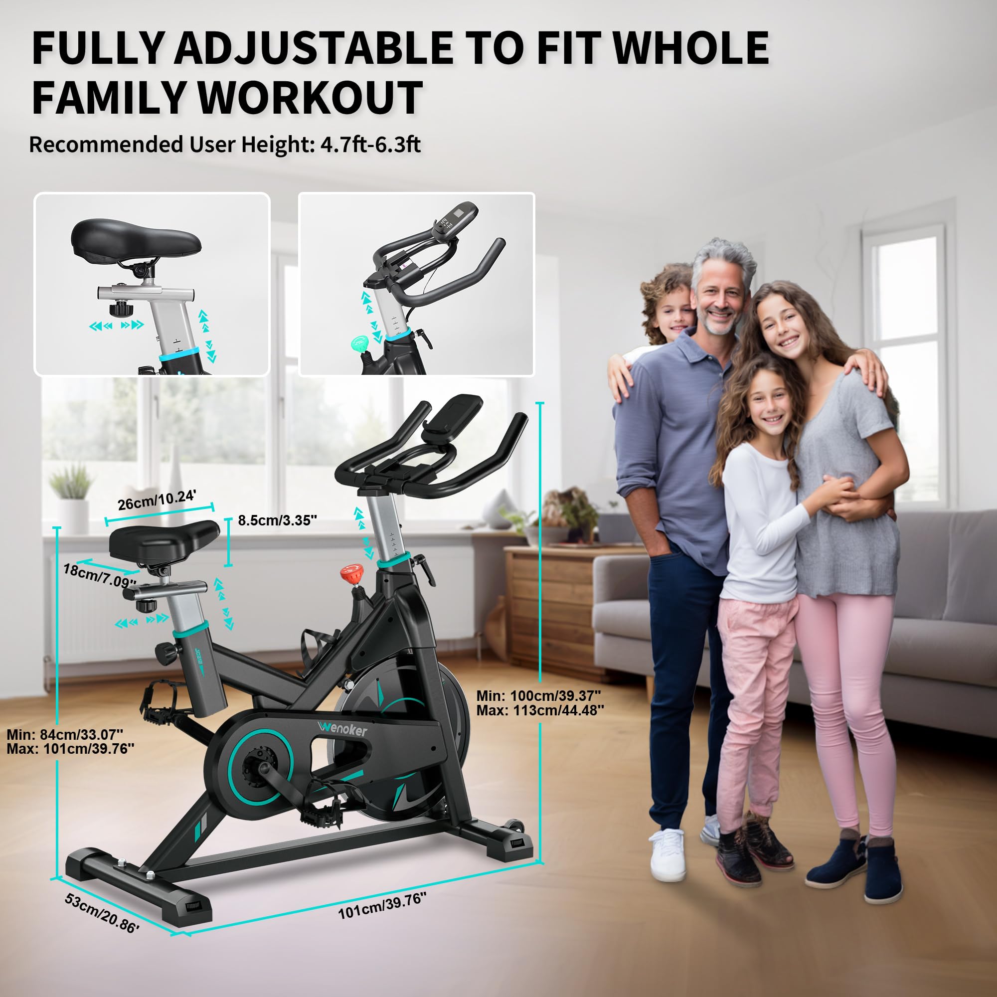 Wenoker Exercise Bike Indoor Cycling, Spin Bike Exercise Equipment for Home Gym Use with LCD Display & Tablet Holder Fitness Workout Cardio Training Machine