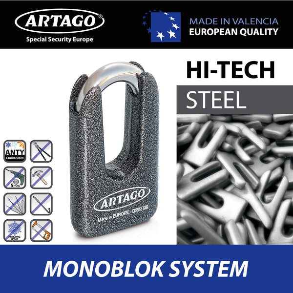 Artago 69T150 Maximum Anti-Theft Chain Lock Double Function Sold Secure Gold and SRA Approved, ø15 150cm, Neutral, 150 cm