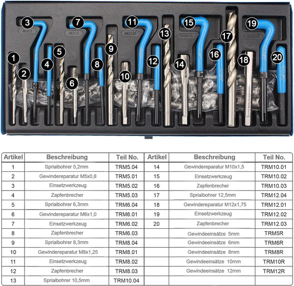 CCLIFE Helicoil Thread Repair Tool Kit M5 M6 M8 M10 M12