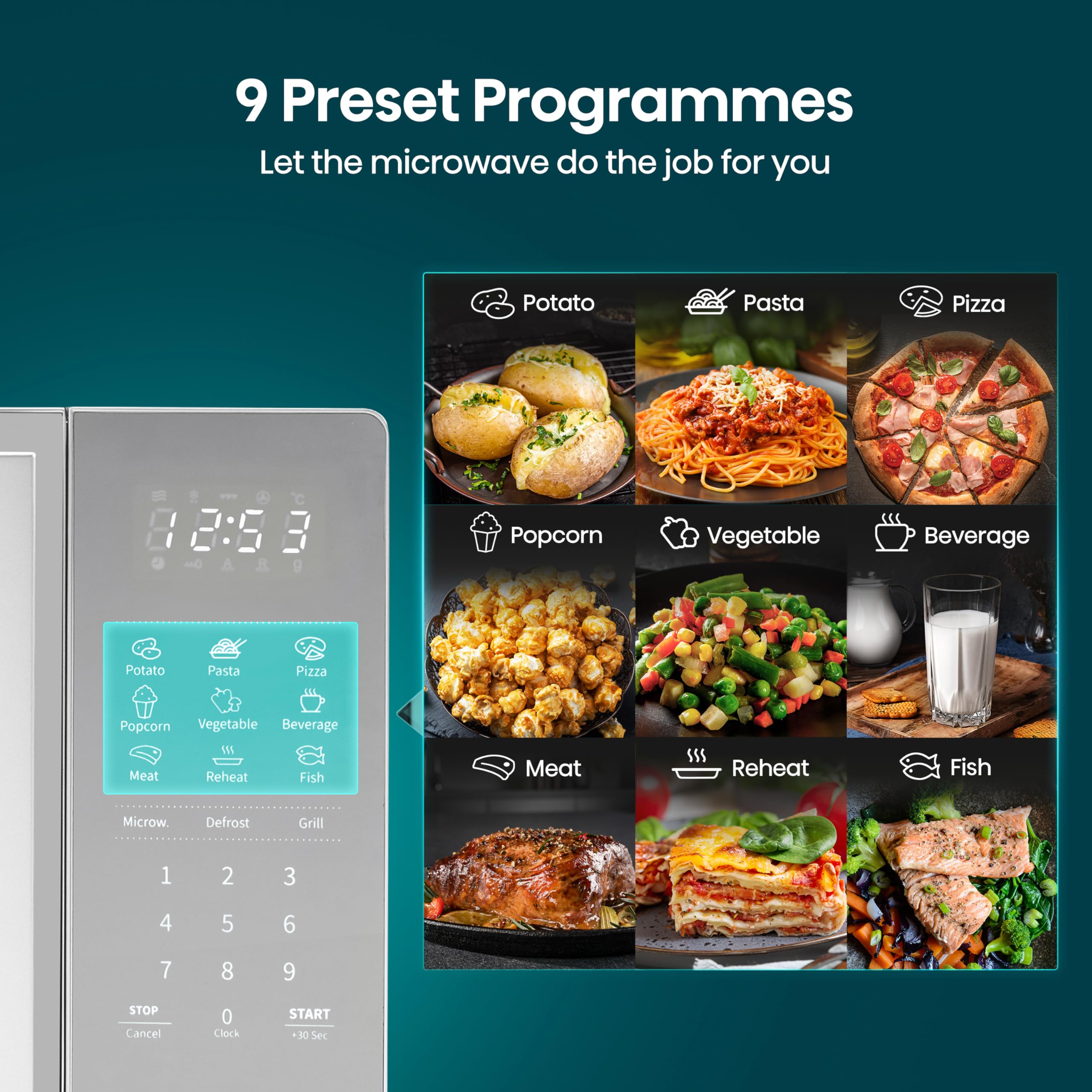 Hisense H23MOBSD1HUK 23 Litre 800W electronic Microwave with Auto Defrost, Digital Display, Smart Cook, Multi level cooking and Easy Clean- Black