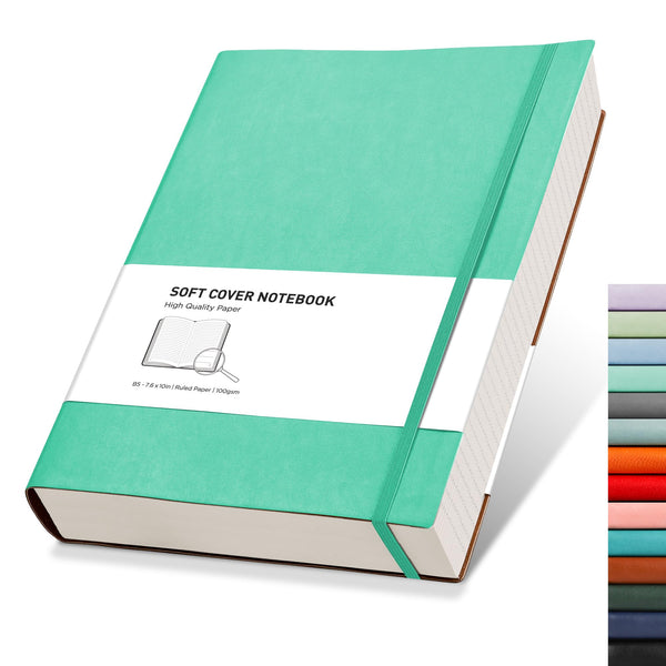 RETTACY Lined Journal Notebook - A5 Note Book Hardcover Thick Notepad 320 Numbered Pages for Writing,100gsm Lined Paper, Leather Hardcover, for Women Men Work Office School,14.5 x 21cm - Black