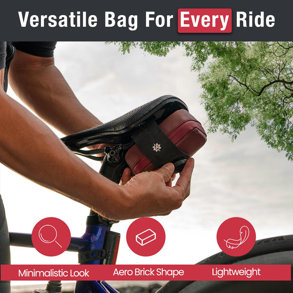 Lumiere & Co. Falcon Magnetic Bike Saddle Bag – 0.69L | 6" x 3.5" x 2" | Sleek Minimalist Brick Design, Fast Magnetic Buckle Attachment | Road Cycling–Specific Bike Seat Bag (Black, Large)