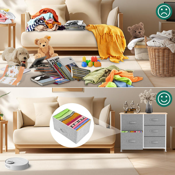 IMURZ Chest of Drawers,Fabric Storage Drawers wtih 5 Units Large Storage Space,Sturdy Steel Frame Chest of Drawers Bedroom for Living Room, Nursery