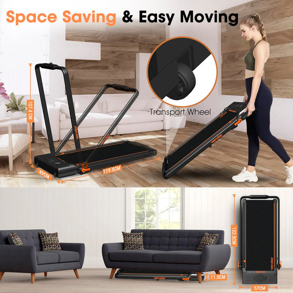 Treadmill with Incline Foldable Under Desk Walking Pad with LED Display Remote Control Portable Workout Machine for Home/Office Exercise