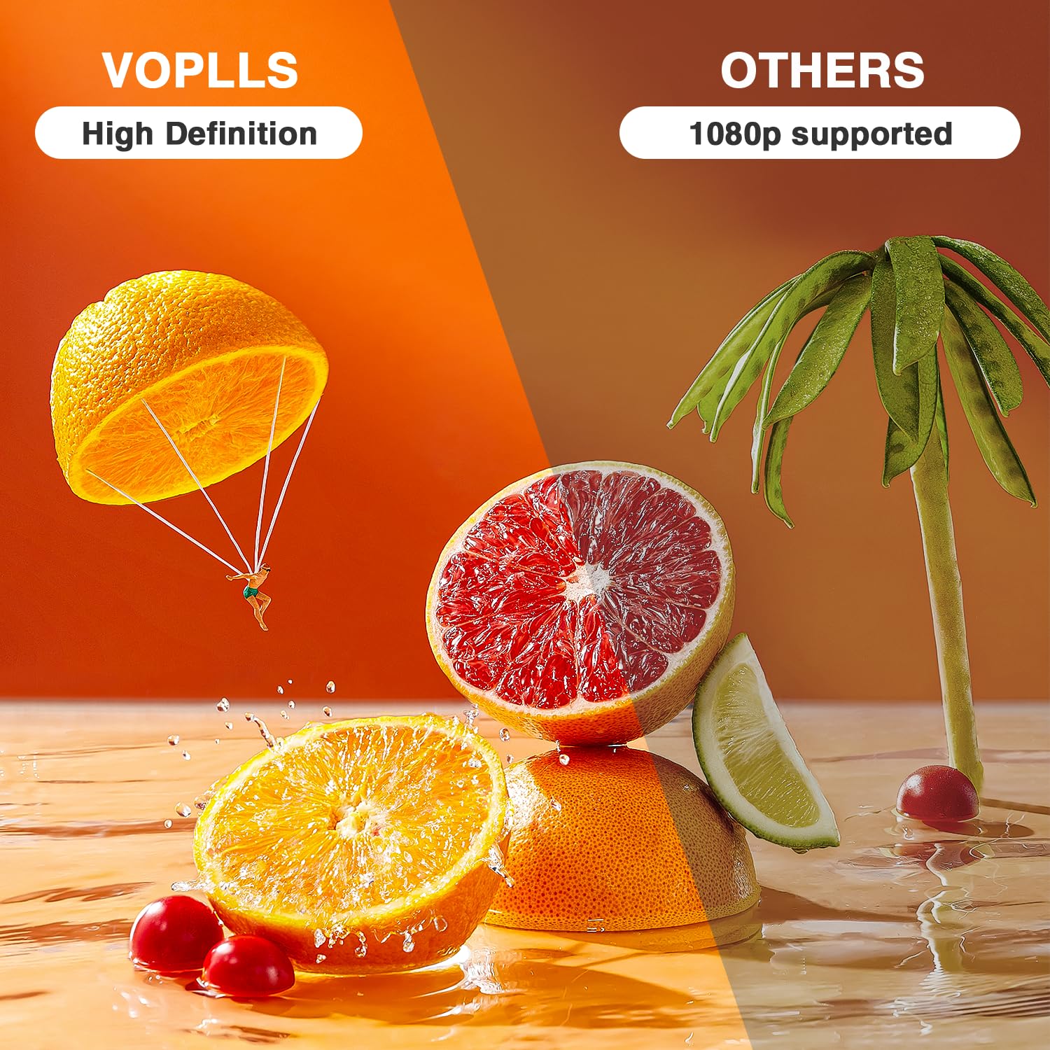 [Netflix Official & Auto Focus/Keystone] Smart Projector 4K Support, VOPLLS 25000L Native 1080P WiFi 6 Bluetooth Outdoor Projector, 50% Zoom Home Theater Movie Projectors for Bedroom/iOS/Android/PPT