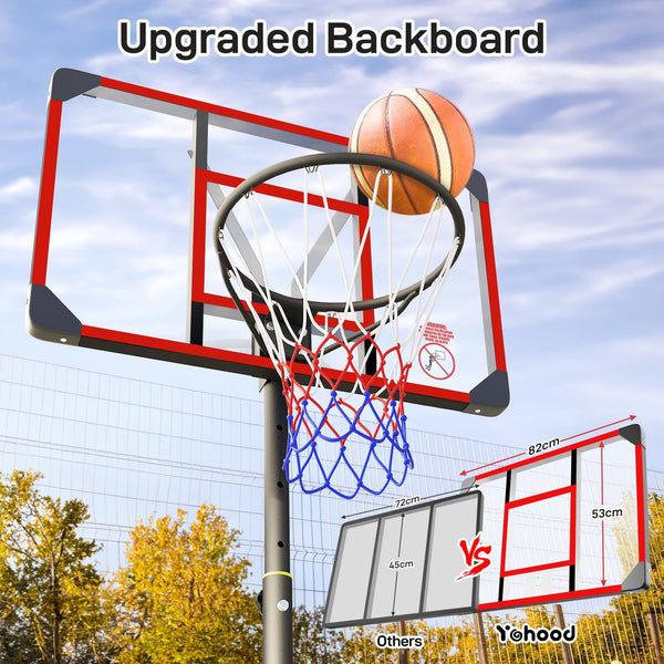 Basketball Hoop for Kids Yohood Basketball Hoop Outdoor 147-260cm Height Adjustable Portable Enlarged Base for Kids Teenagers Youth Adults Backyard Driveway Indoor