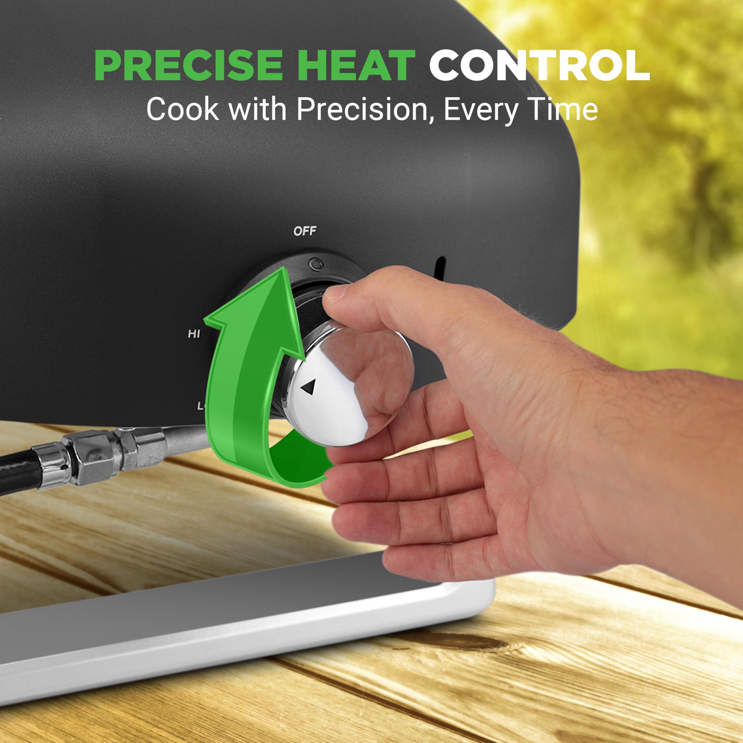 NutriChef Table Top Portable Outdoor Pizza Ovens – 12 inch Gas Pizza Oven, 360° Rotating Pizza Stone, Quick Heating Pizza Maker, Stainless Steel Pizza Grill, Ready Pizza in 60 Seconds, [Long Handle]