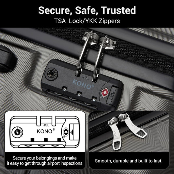 Kono Fashion Hand Luggage Lightweight ABS Hard Shell Trolley Travel Suitcase