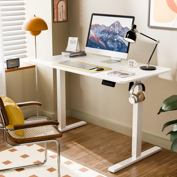 ERGOMAKER Electric Height Adjustable Standing Desk 80x60cm (31.5"x23.6"), Sit Stand Desk with Splicing Top for Home Office (Black Frame + Black Desktop)
