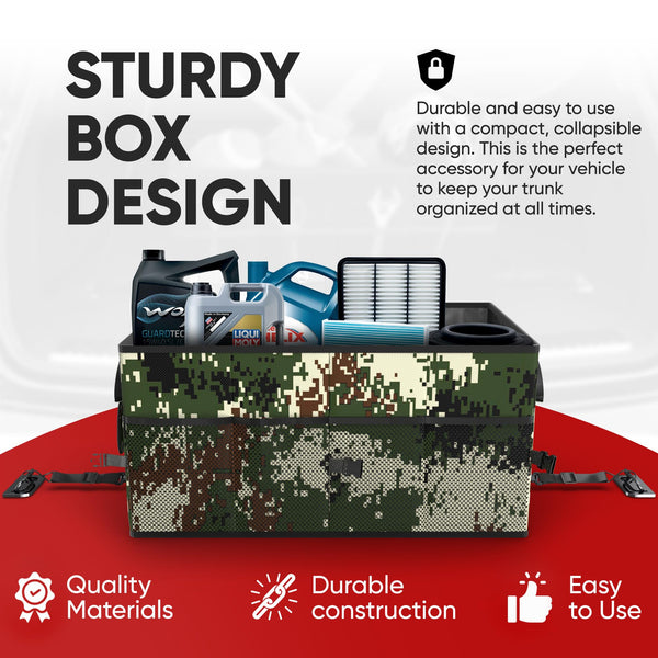 FORTEM Car Boot Organiser, Collapsible Multi Compartment SUV Organizer, Foldable Storage for Car Accessories for Women Men, 600D Oxford, Non Slip Bottom, Securing Straps, Soft Cover (50L)