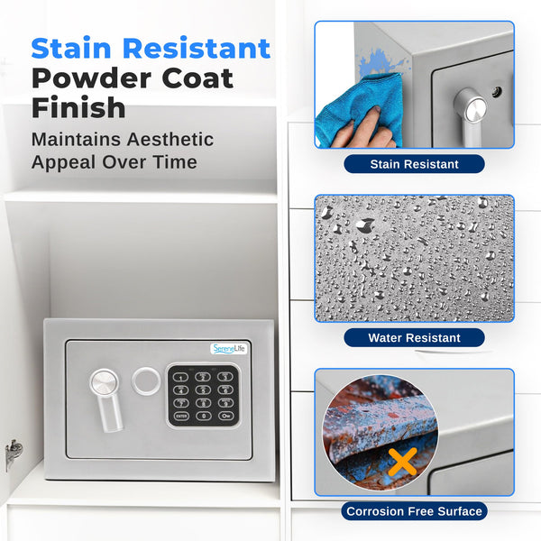 Pyle Home Safe Box Locker, Small Money Safe, Mini Fireproof Safes, Wall & Floor Steel Vault, Electronic Digital Keypad, 2 Keys, 23.1 × 17 × 17cm, Secure for Cash, Guns, Jewelry & More - Red