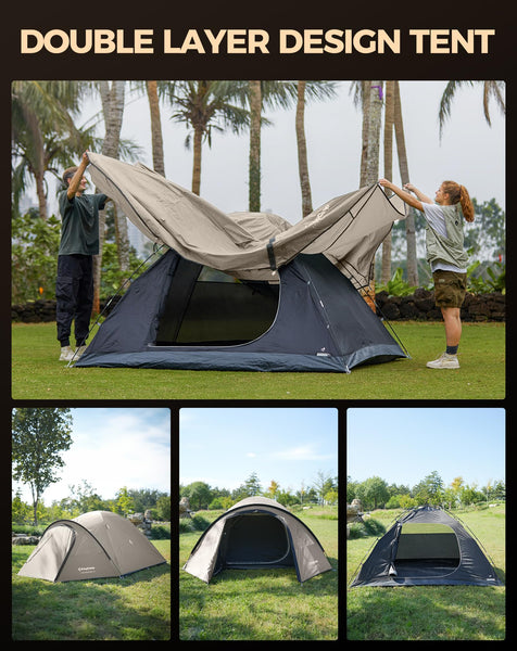 KingCamp Camping Tent for 4 Man, Ultralight Waterproof Dome Tent, Compact and Backpack-Friendly, Ideal Tent for Camping, Trekking and Outdoors