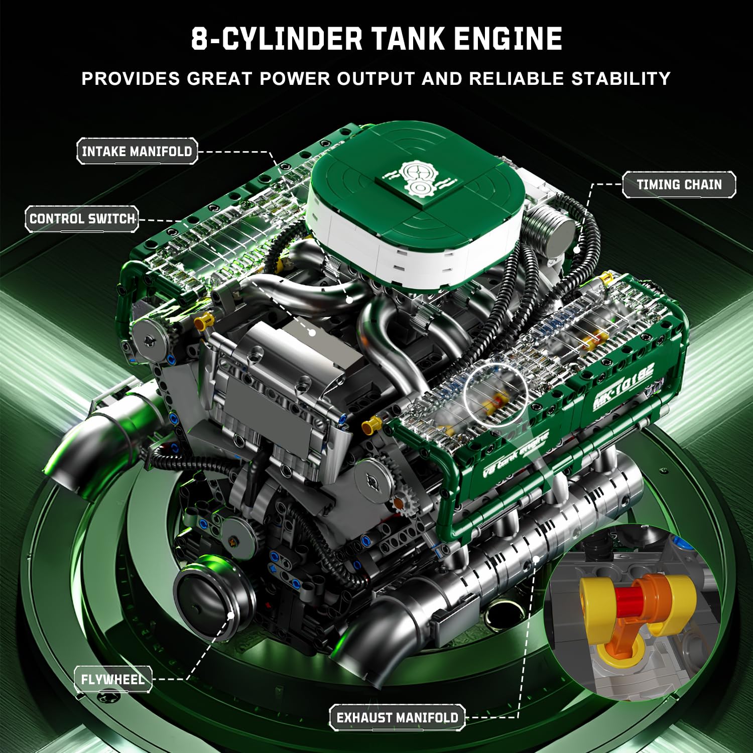 Mould King V12 Engine Building Block Sets, V12 Engine Model Kit That Runs, MOC Engineering Model Building Kit with Battery and Motor, Engineering Building Blocks for Adults (3472 PCS)