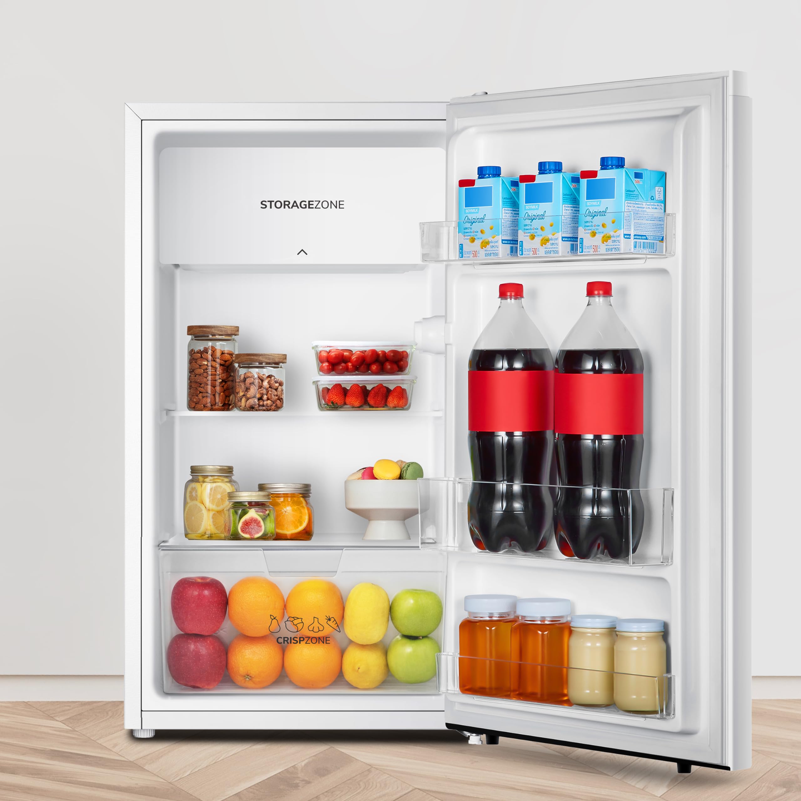 Fridgemaster MUR4545 Small Table Top 45cm Mini Fridge - 45 L - Mechanical Control with Adjustable Thermostat - Reversible Door - 39 dB Low noise - Broad Climate Design - White - E Rated