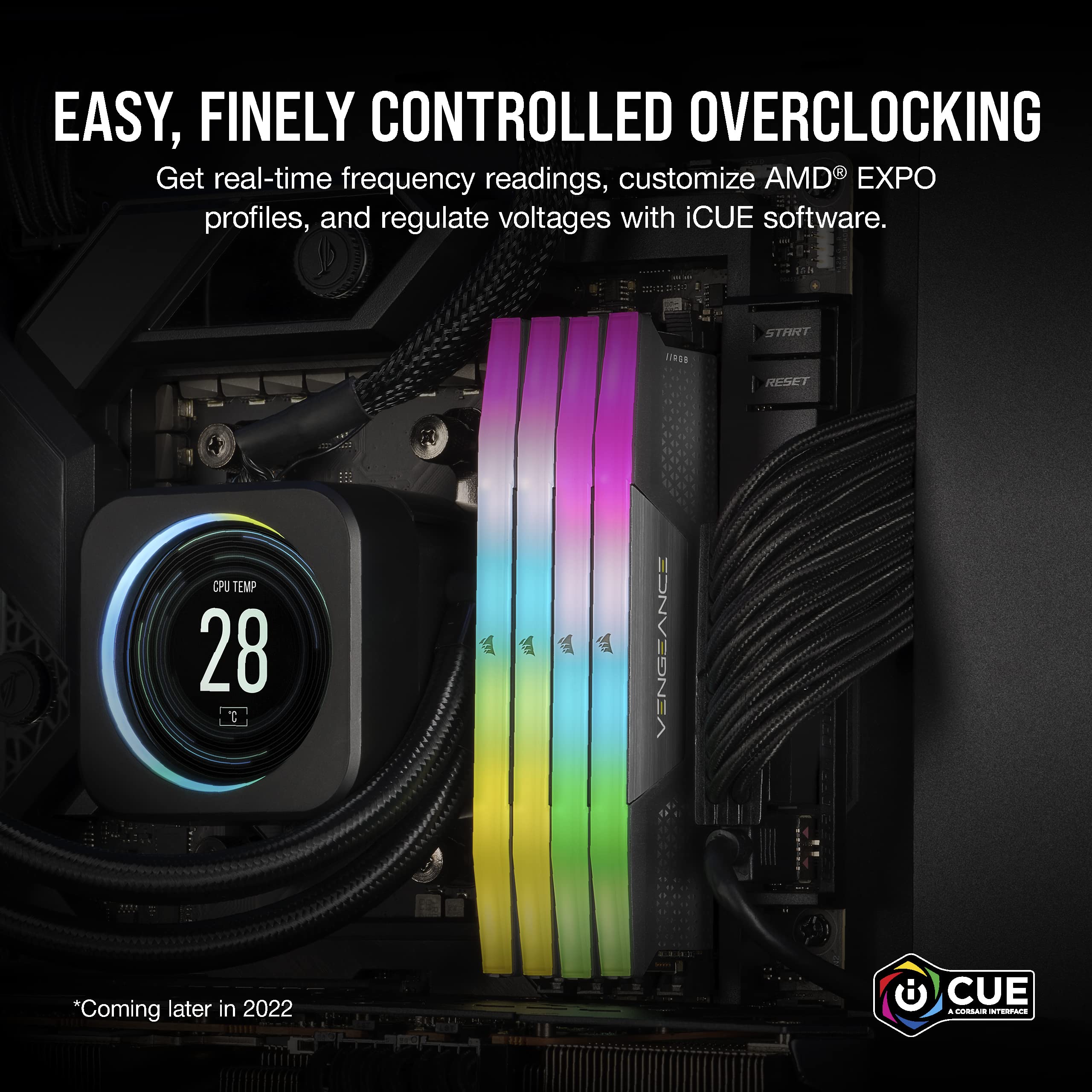 CORSAIR VENGEANCE RGB DDR5 32GB (2x16GB) DDR5 6000MHz CL30 AMD EXPO Intel XMP iCUE Compatible Computer Memory – Gray (CMH32GX5M2B6000Z30K)