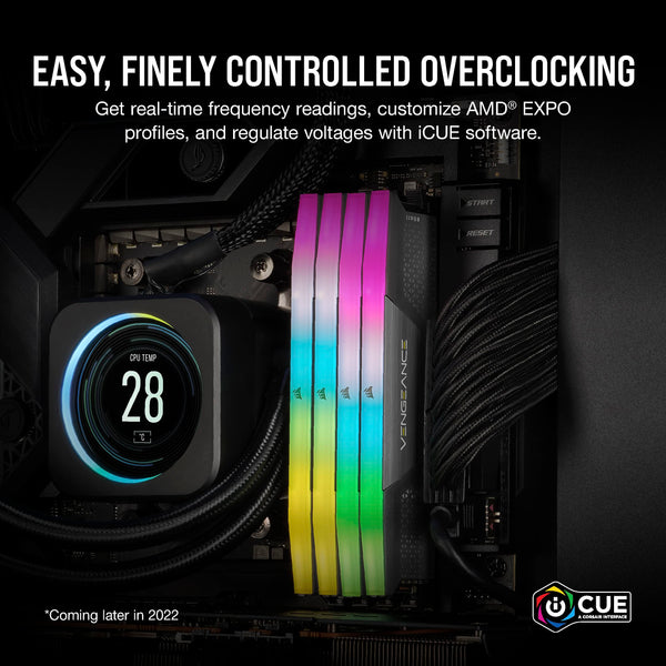 CORSAIR VENGEANCE RGB DDR5 32GB (2x16GB) DDR5 6000MHz CL30 AMD EXPO Intel XMP iCUE Compatible Computer Memory – Gray (CMH32GX5M2B6000Z30K)