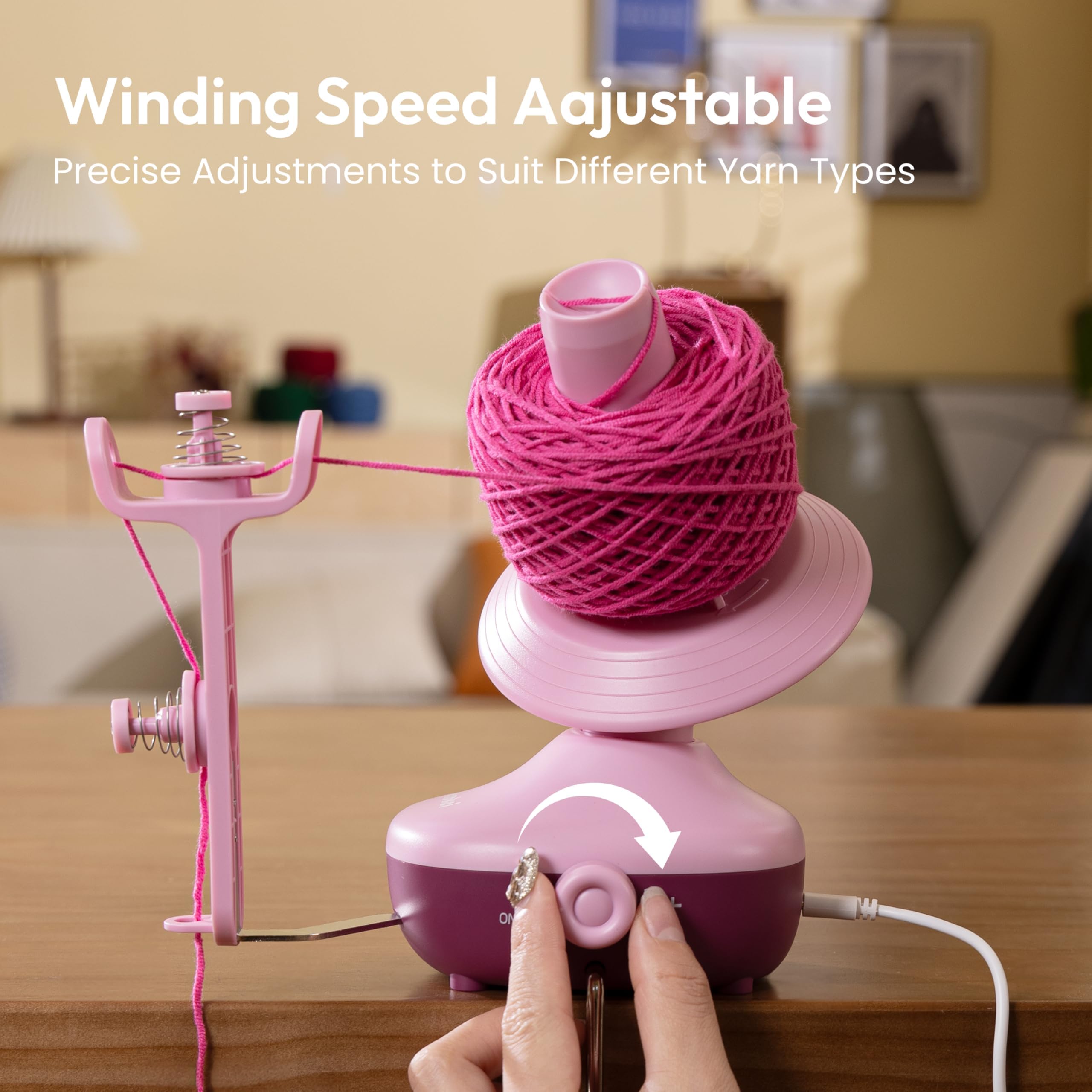 Etcokei Yarn Winder, Electric Wool Winder for Crocheting, Compact Yarn Cake Winder with Strong Tension Stepless Speed, Automatic Yarn Ball Winder Yarn