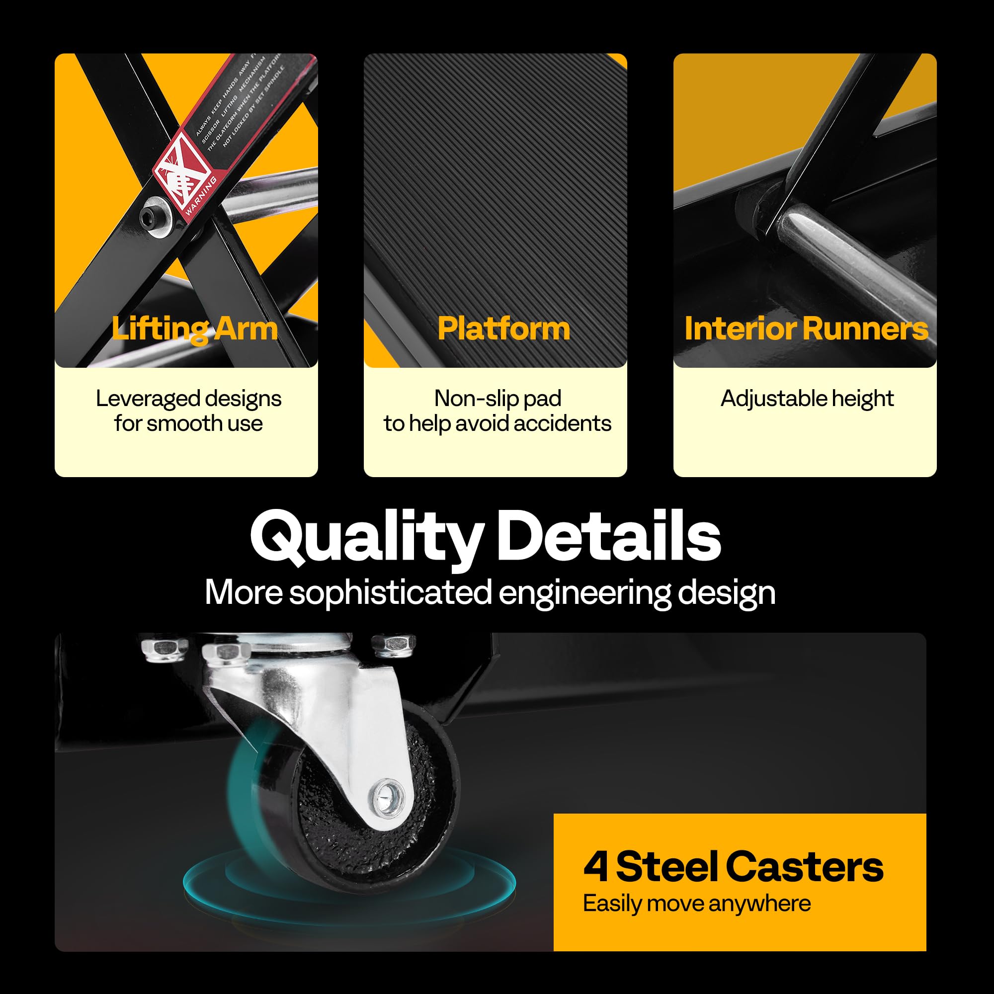 VIVOHOME Motorcycle Scissor Lift Jack Height Adjustable Heavy Duty Steel with Anti Slip Wide Deck Hoist Crank Center Stand 500KG Capacity for Motorcycles, ATVs, Dirt Bikes