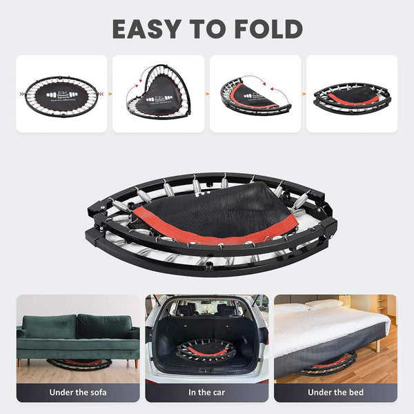 FK Sports Foldable Fitness Rebounder Trampolines, 40" Foldable Mini Trampoline, Round Mini Fitness Trampoline a indoor trampoline (40" without T bar