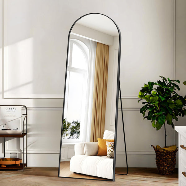 KOCUUY Arched Full Length Mirror, 161 x 52 cm Wall Mirrors, Standing or Leaning Full Body Mirror with Aluminum Alloy Frame, Suitable for Bedrooms,
