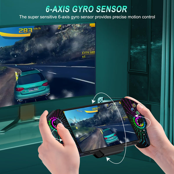 HELLCOOL Switch Pro Controller for Switch/OLED,Switch Controller for Handheld Grip with Hall Effect Joystick,One-Piece Switch Joycon with Turbo/Programmable/6-Axis/Vibration/RGB/4 Card Slot(Black)