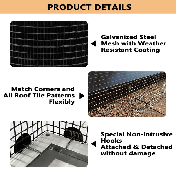 PROLEE 6 Inch X 100FT Solar Panel Bird/Critter Guard Anti-Rust with 100 Fastener Clips Rooftop Solar Panel Bird Wire Screen, Removable Without Damage