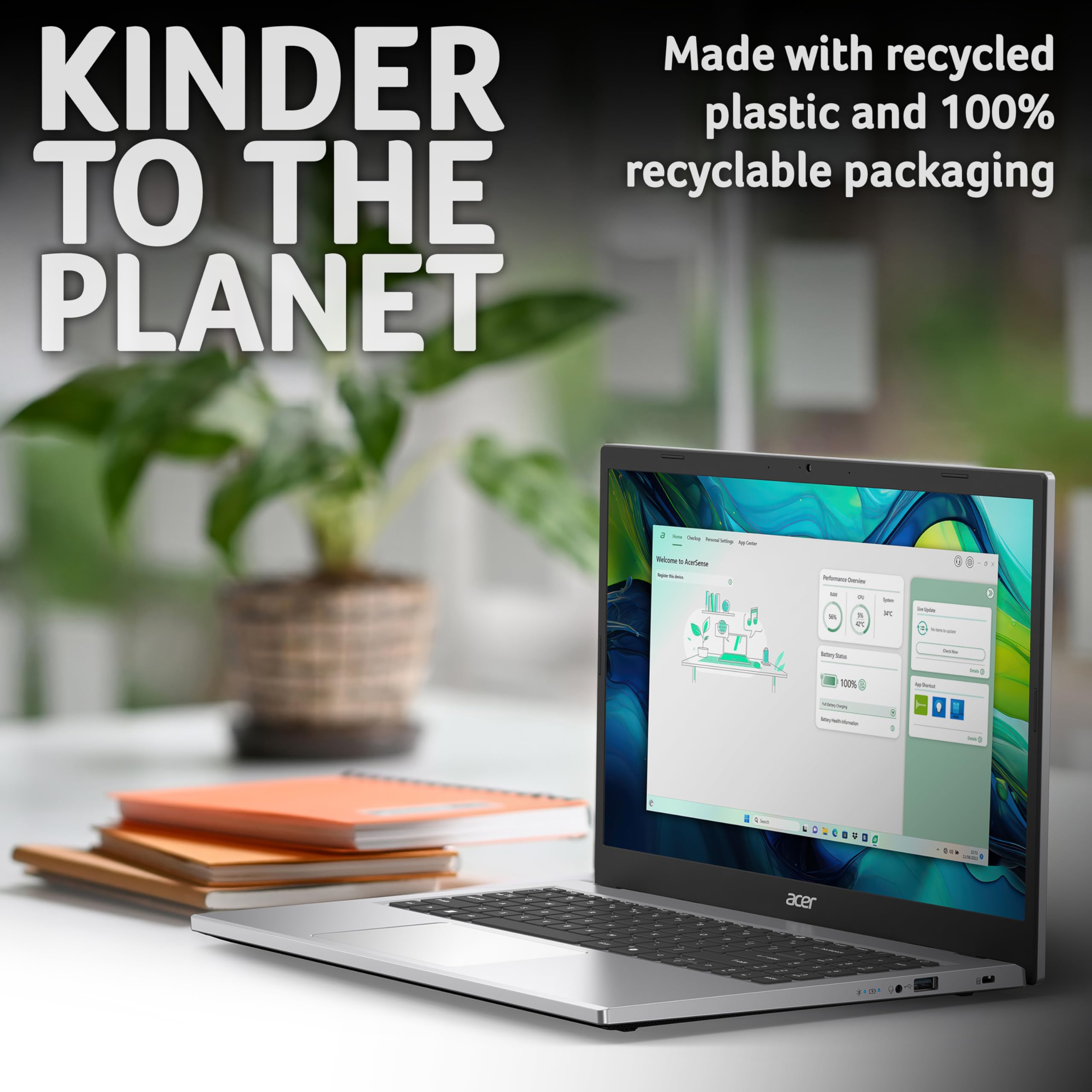 Acer Aspire Go 15 AG15-42P Laptop - AMD Ryzen 7 5825U, 16GB, 1TB SSD, Integrated Graphics, 15.6 Inch Full HD, Windows 11, Silver