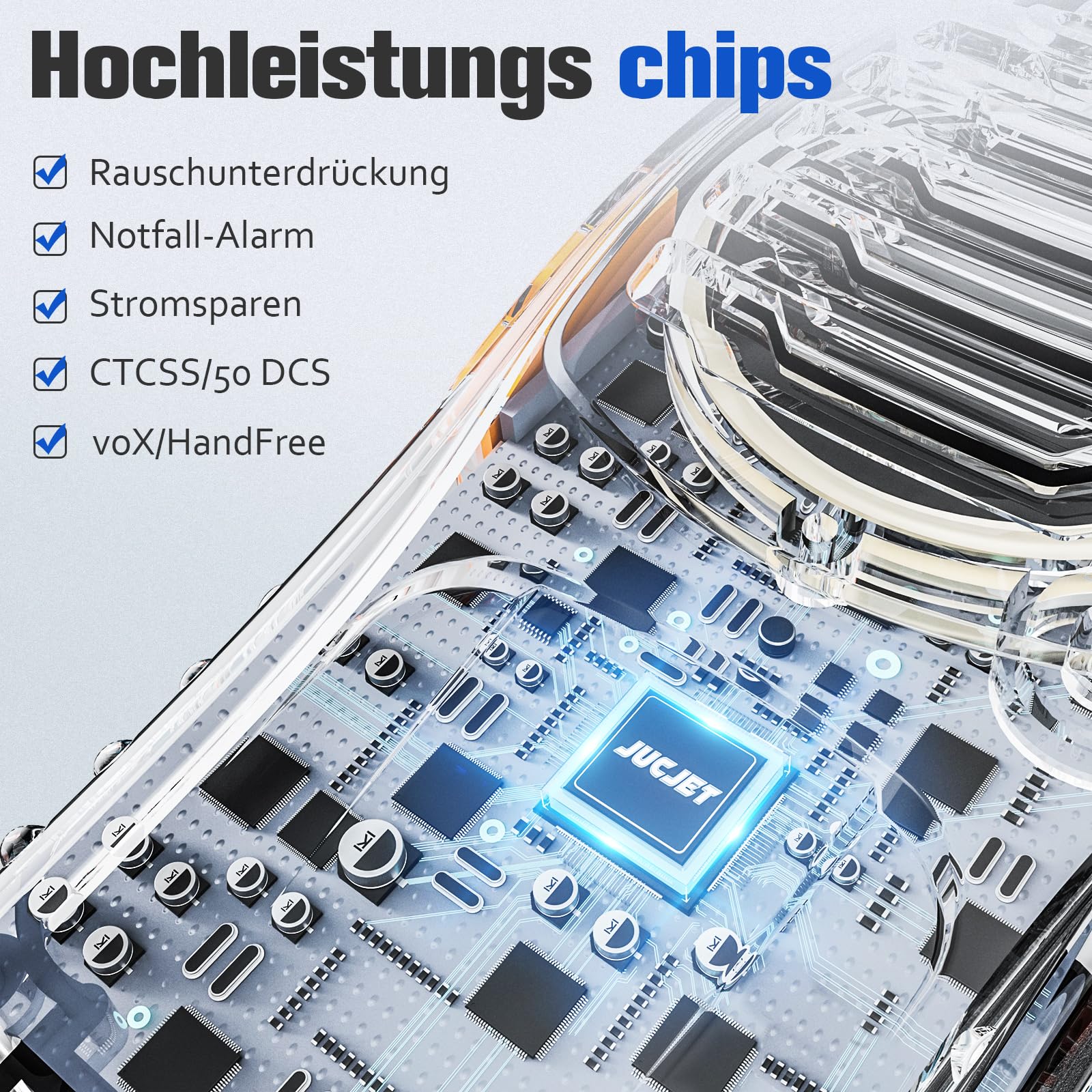 JUCJET Walkie Talkies 2023 Upgraded 88E Walkie Talkie Long Range for Adults with Earpieces, 16 Channel Handheld 2 Way Radio Rechargeable with Flashlight Li-ion Battery and Charger(4 Pack)