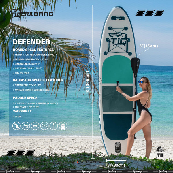 TIGERXBANG Stand Up Paddle Boards 10'6" x 32" x 6"丨10' x 31" x 6" with Premium SUP Board Accessories, Inflatable Paddle Boards for Adults/Kids Stand Up PaddleBoarding