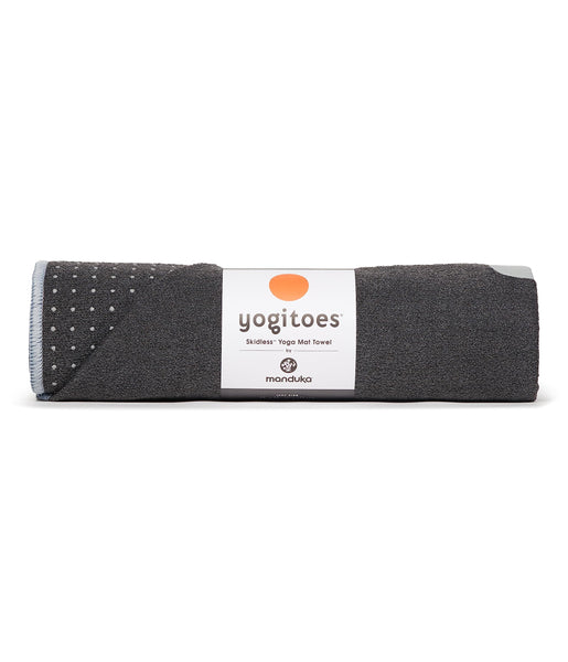 Manduka Yogitoes Yoga Towel for Mat, Non-Slip and Quick Dry for Hot Yoga with Rubber Bottom Grip Dots,Thin and Lightweight, 71 Inches, Grey