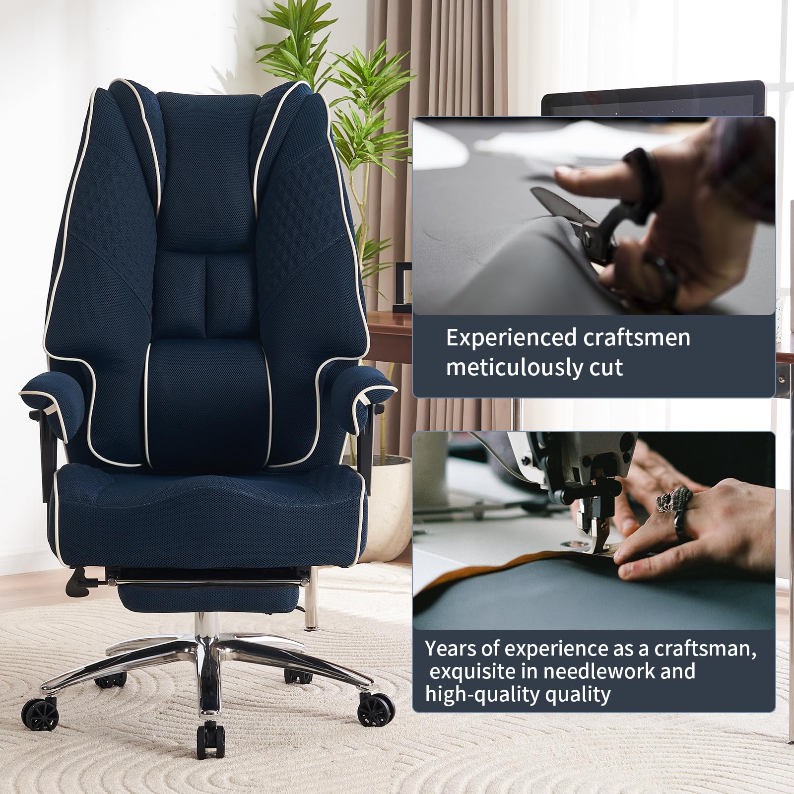 EXCEBET Ergonomic Office Chair – High Back PU Leather Executive Desk Chair with Adjustable Armrests, Swivel Computer Chair for Home/Office, Heavy Duty Support up to 400 lbs