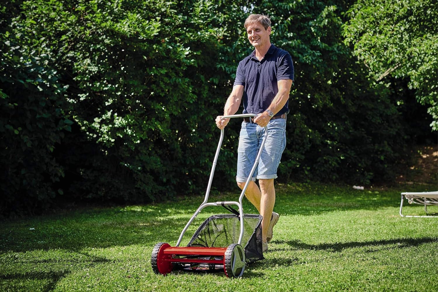 Einhell GC-HM 400 Hand Push Lawnmower -- Manual Lawn-Mower With 40cm Cutting Width, 27L Grass Box, 4 Cutting Height Levels -- Walk-Behind Lawn Mower