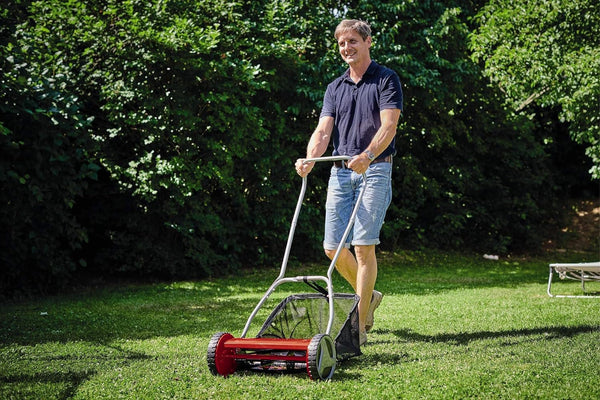 Einhell GC-HM 400 Hand Push Lawnmower -- Manual Lawn-Mower With 40cm Cutting Width, 27L Grass Box, 4 Cutting Height Levels -- Walk-Behind Lawn Mower