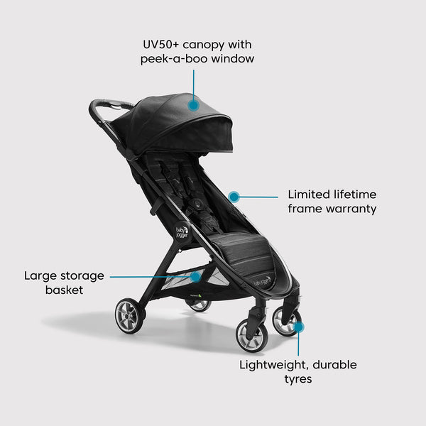 Baby Jogger City Tour 2 Travel Stroller | Ultra-Lightweight, Foldable & Compact Pushchair Buggy | Shadow Grey