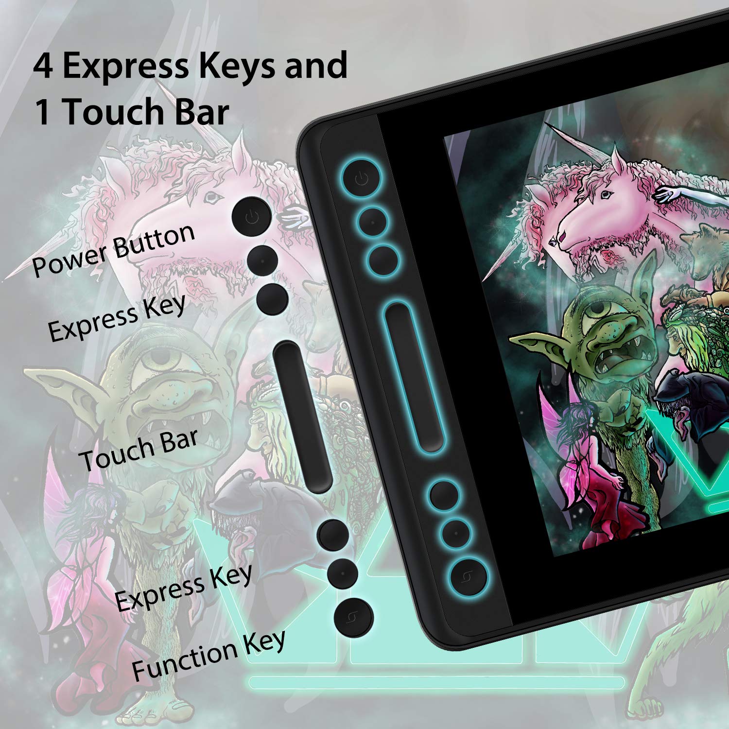 HUION Kamvas Pro 16(4K) UHD Graphic Tablet with Screen, 15.6-inch Monitor Full-Laminated Anti-Glare, Tilt Function 8192 Battery-Free Stylus PW517 for PC, Mac, Android