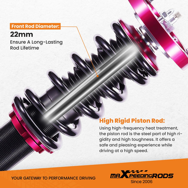 maXpeedingrods Coilovers Shock Struts for E46 (1998-2006) 316i, 318i, 320i, 323i, 325i, 328i, 330i, M3 Adjustable Damper