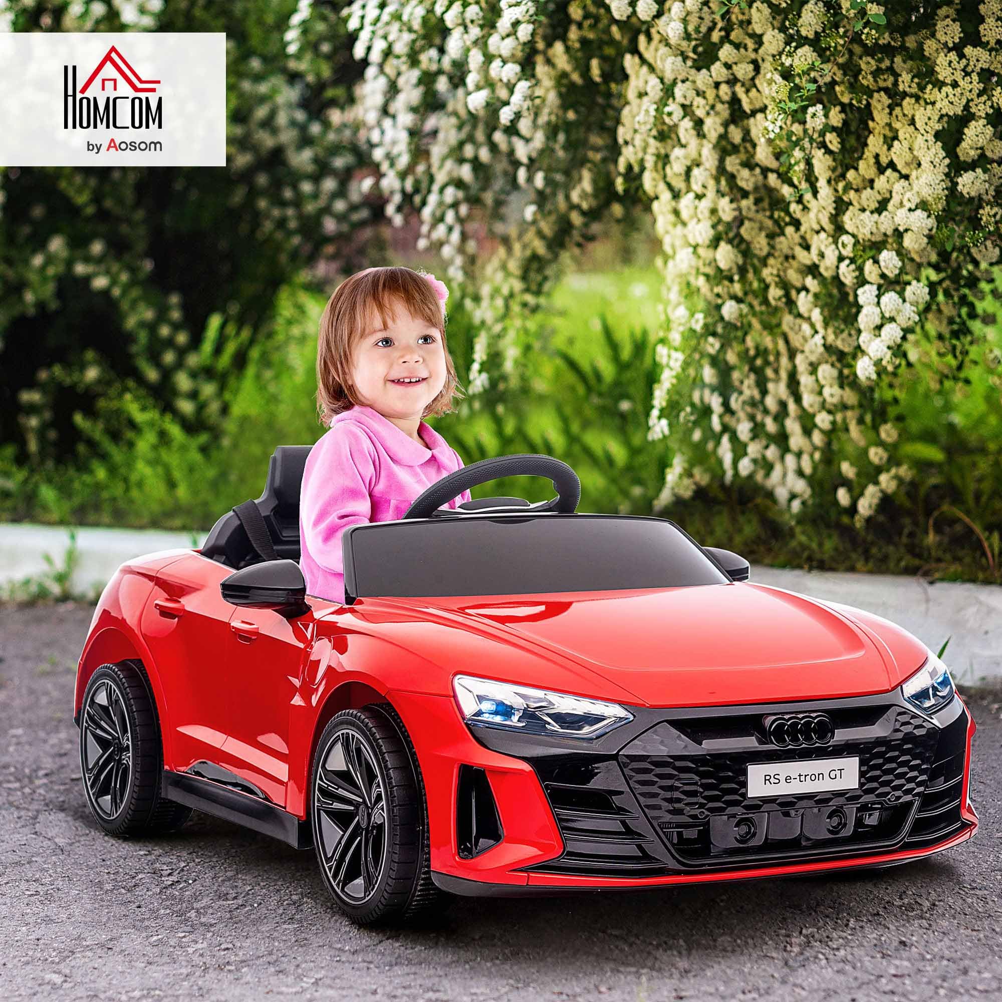 HOMCOM Audi RS e-tron GT Licensed Electric Cars for Kids Electric Ride-ons 12V Battery Powered Toy w/Remote Control Music, for 3-5 years, White