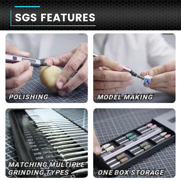 ARROWMAX Smart Mini Electric Engraving Pen, HollowCup Motor, 42 Bits with Aluminum Case, OLED, Magnetic Charge, Mini Rotary Tool, Cordless Engraving Pen for Metal, Wood, Glass and Plastic (SGS MAX)