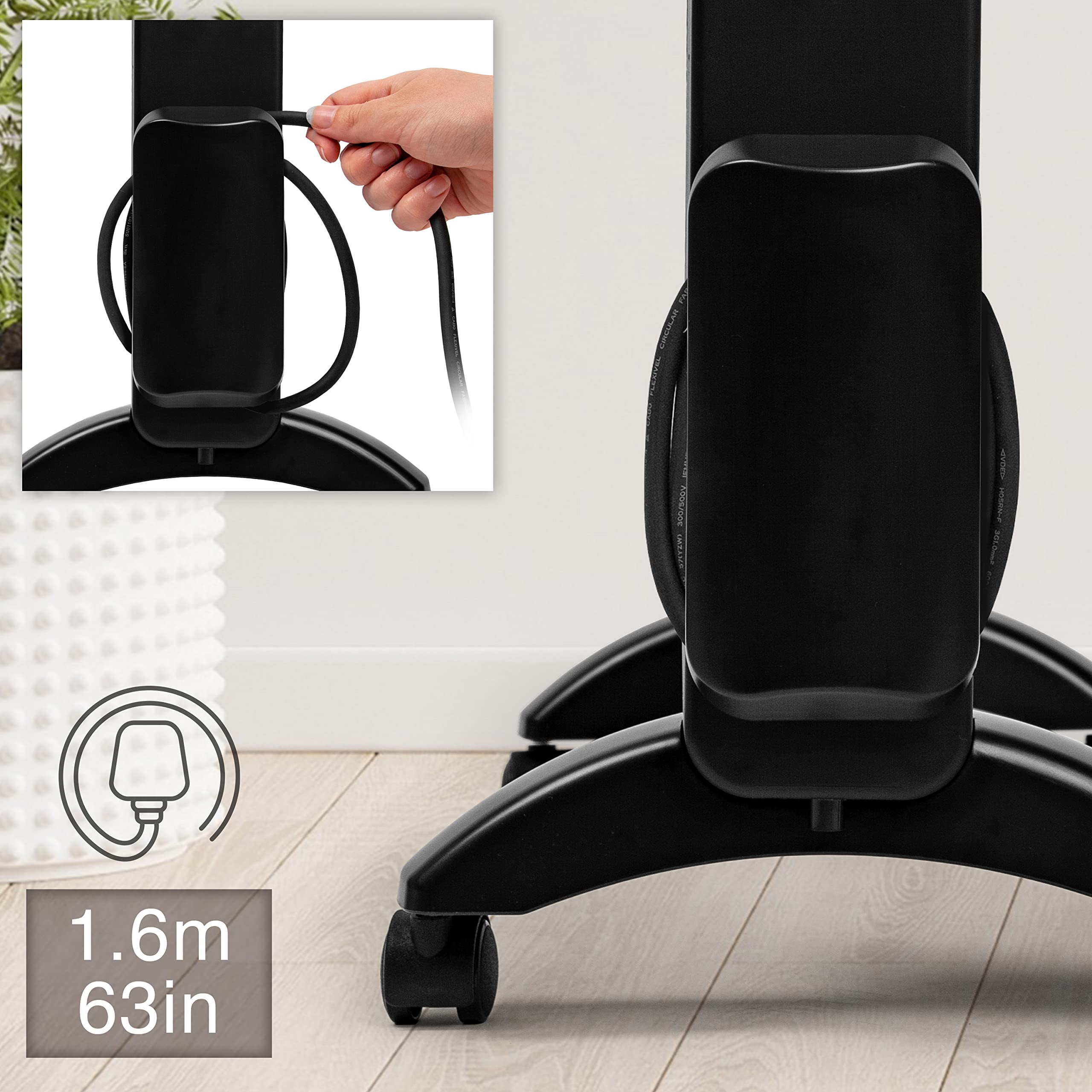 Duronic Electric Heater HV180 WE 2000W Oil Free Radiator Convection Heater Free Standing Radiator Mica Panel Heaters Portable Radiators with Micathermic Panels Convector for Home, Bedroom, Office