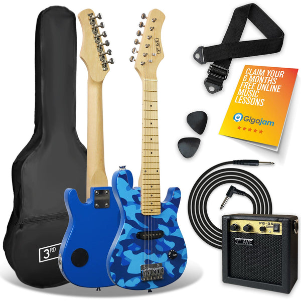 3rd Avenue 1/4 Size Kids Electric Guitar Pack for Junior Beginners - 6 Months FREE Lessons, 5W Portable Amp, Cable, Bag, Picks and Strap - Red