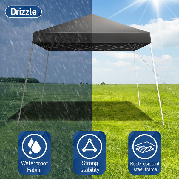 Outopee 3m x 3m Ez Pop Up Canopy Tent with 4 SideWalls, Outdoor Gazebo Portable Instant Canopy for Commercial Events, Party, Backyard BBQ, Camping, Blue