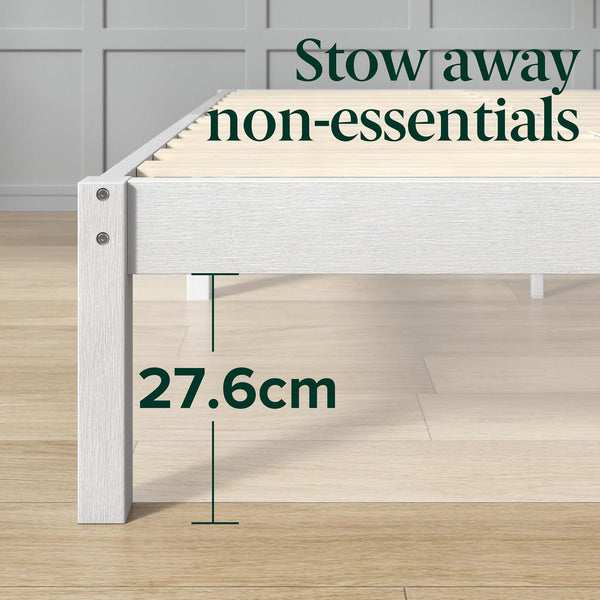 Zinus Ellie Single Bed Frame - Bed 90 x 190 cm - 36 cm Height with underbed storage - Bamboo and Wood Platform Bed Frame with Headboard, Brown