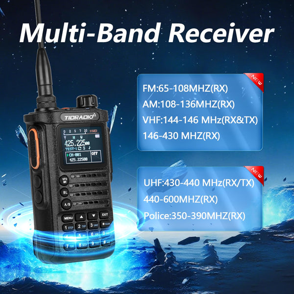 (3rd Gen) TIDRADIO TD-H8 10w Ham Radio, Wireless Programming Walkie Talkies, Airband Reception Two Way Radio,Rechargeable 2500mAh USB-C Batteries Walkie Talkies for Adults Long Range-Back,1 Pack