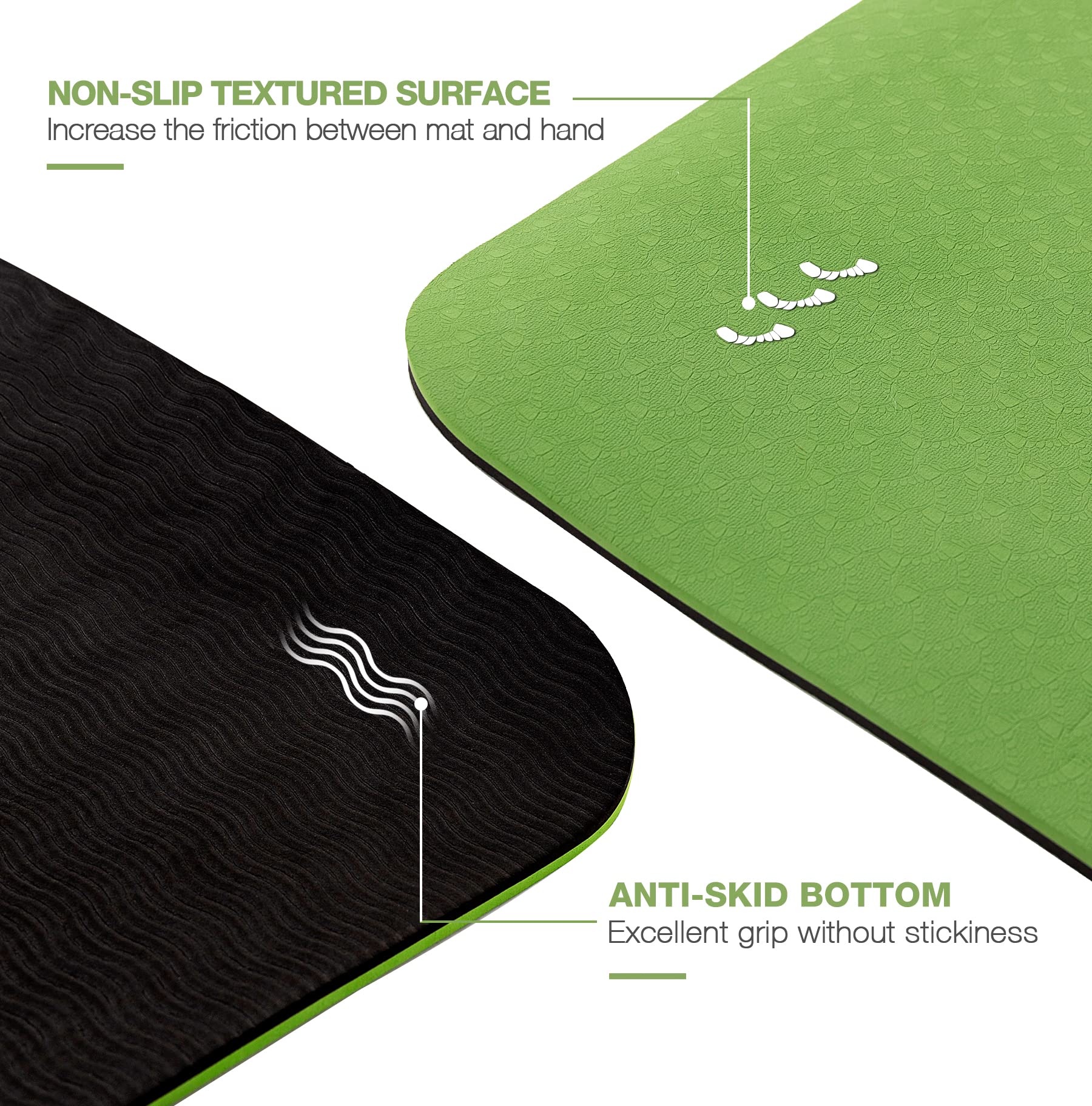 Marjar Yoga Mat Non Slip Exercise Mat TPE Eco Friendly Anti-Tear Yoga Mats for Women 1/3" Fitness Mat for Home Pilates Mats with Carrying Strap