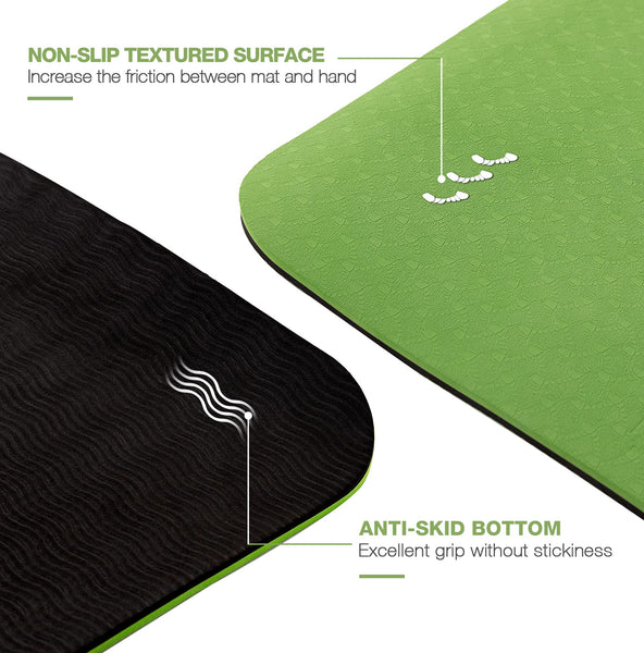 Marjar Yoga Mat Non Slip Exercise Mat TPE Eco Friendly Anti-Tear Yoga Mats for Women 1/3" Fitness Mat for Home Pilates Mats with Carrying Strap