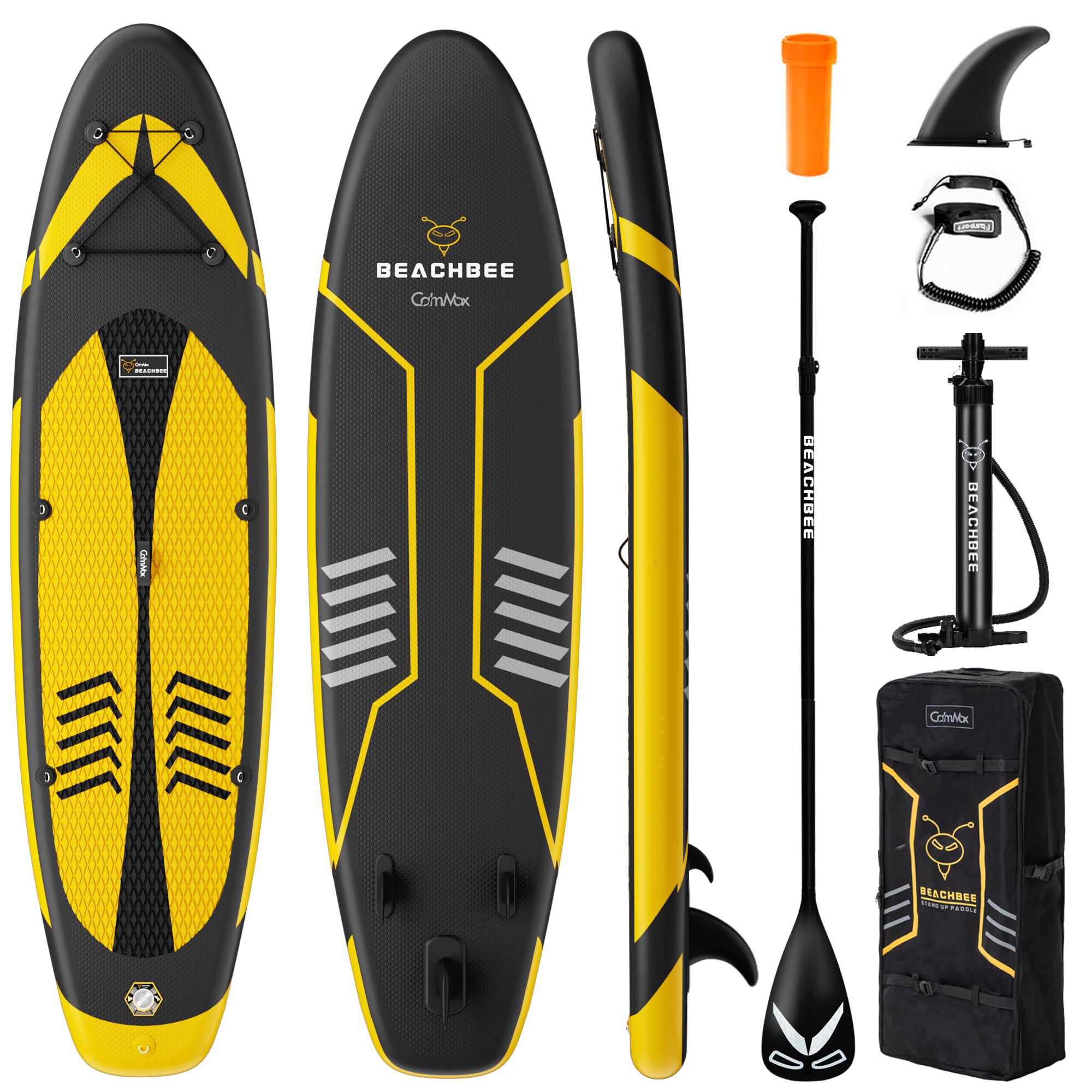 CalmMax Inflatable Stand Up Paddle Board 10'6"×32"×6" SUP Package with Non-Slip Deck, Pump, Paddle, Leash, Waterproof Backpack for Youth & Adult