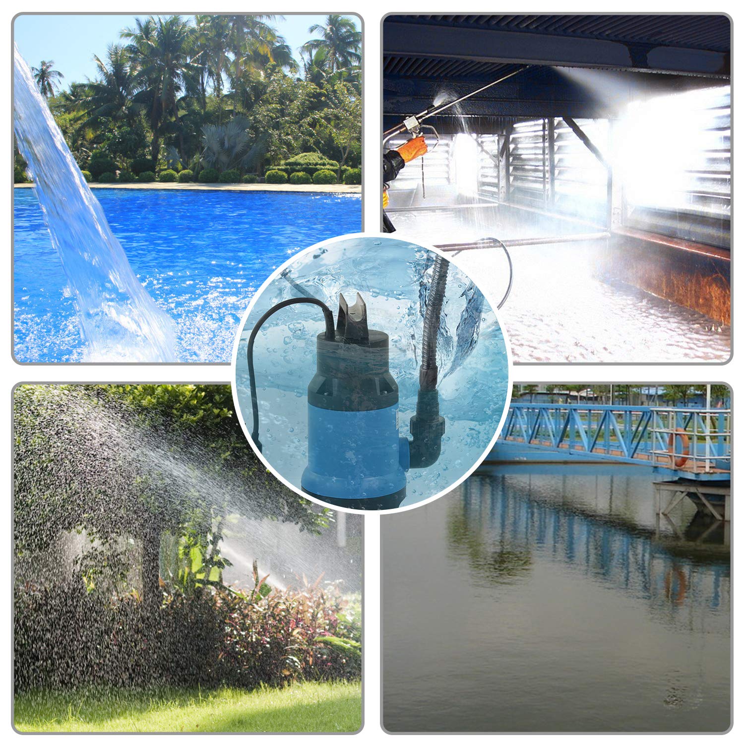 400W 7500L/H Submersible Water Pump with Hose, Water Pump to Empty Hot Tube with 10M Hose, Float Switch for Clean Dirty Water Garden Pond Pool Flooded Cellars